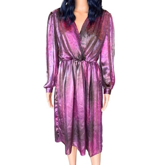 Vintage Strait Line 70s Purple Midi Dress - Picture 2 of 6